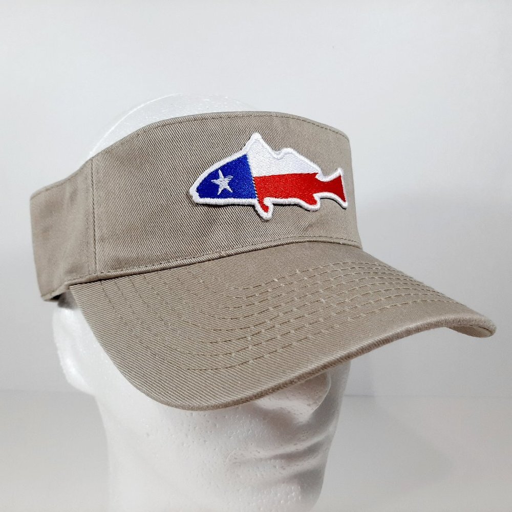 Texas Flag Redfish Embroidered Patch Visor Hat Bei